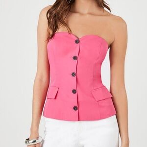 Cherry Mellow Pink Strapless Button-Up Top size Medium